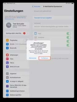 Abfrage, ob sich die Einstellungen bei microsoftonline.com anmelden dürfen, mit der markierten Schaltfläche Fortfahren
