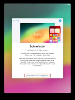 Bildschirm Schnellstart mit der markierten Option Ohne anderes Gerät konfigurieren