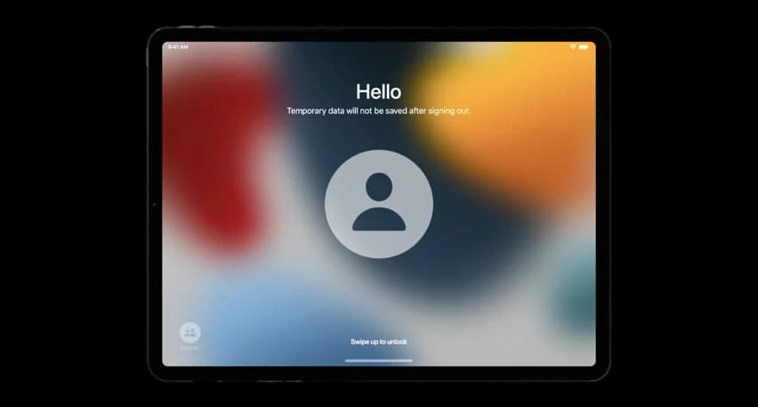 Anmeldebildschirm eines Shared iPads mit Benutzersymbol